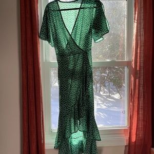 Green Floral High Low Dress